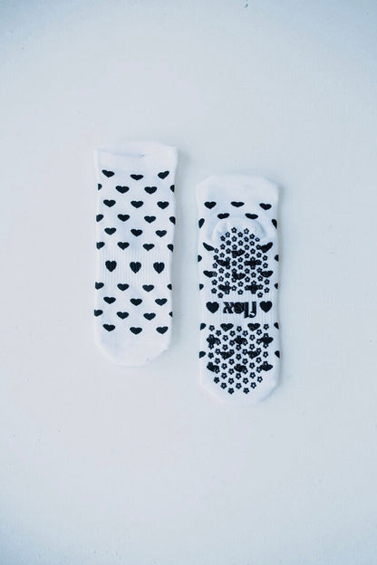 Lovers Ankle Length Grip Sock - White/Black