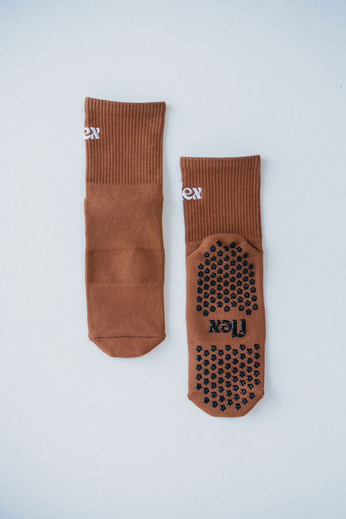 The OG Flex Crew Length Grip Sock - Chestnut