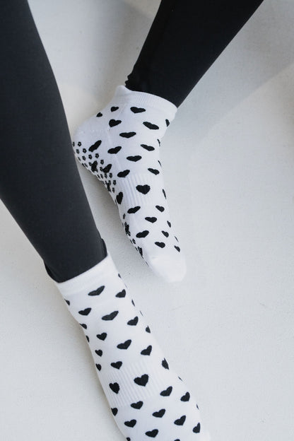 Lovers Ankle Length Grip Sock - White/Black