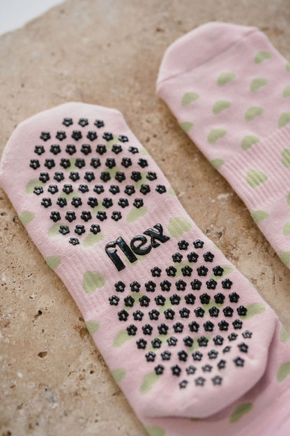 Lovers Ankle Length Grip Sock - Pink/Aqua