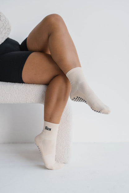 The OG Flex Crew Length Grip Sock - Sand